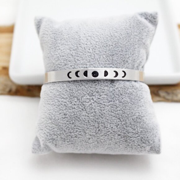 Moon Phases Bangle - Hand Stamped Anodized Aluminum Bangle - Adjustable - Picture 12 of 12